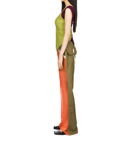 ARC CHIFFON TROUSERS KHAKI & ORANGE