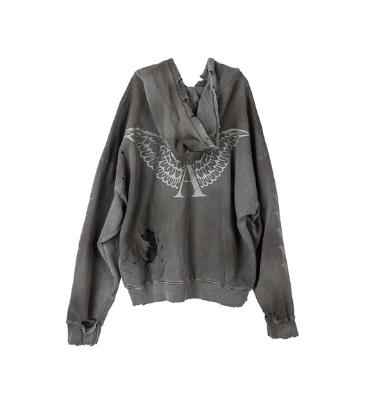 SCRAP LOGO HOODIE DIRTY GREY