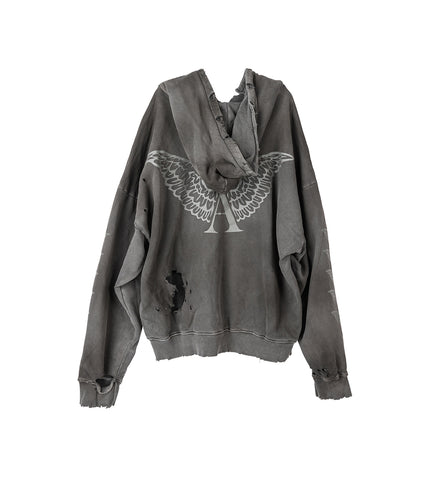 SCRAP LOGO HOODIE DIRTY GREY