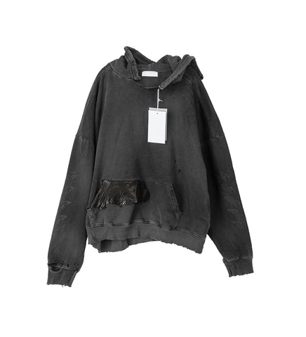 SCRAP LOGO HOODIE DIRTY BLACK