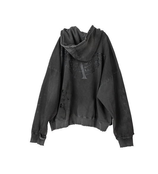 SCRAP LOGO HOODIE DIRTY BLACK