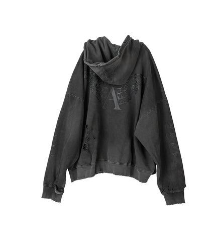 SCRAP LOGO HOODIE DIRTY BLACK