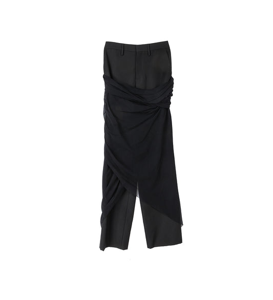 TAILORED PANT WITH MESH SARONG BLACK