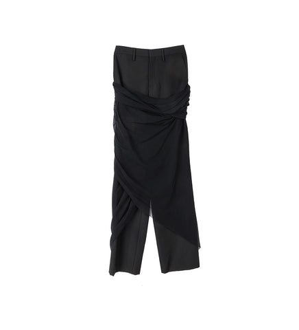 TAILORED PANT WITH MESH SARONG BLACK