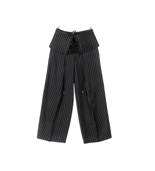TAILORED PANT WITH REVERSED CORSET DETAIL BLACK/WHITE