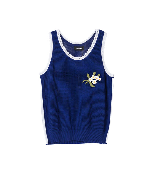 KNIT TANK TOP NAVY BLUE/BIAIS
