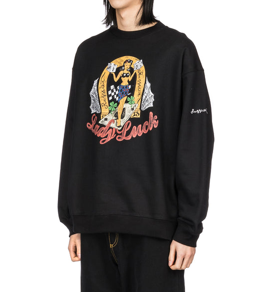 LADY LUCK CREWNECK SWEATSHIRT BLACK