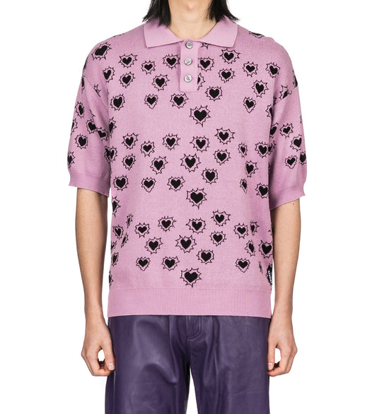 HEARTS POLO JUMPER PINK