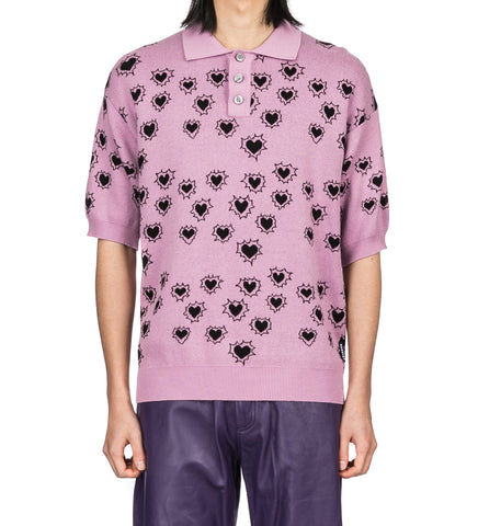 HEARTS POLO JUMPER PINK