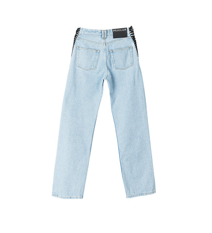 LACED-UP STRAIGHT LEG JEANS MEDIUM BLUE
