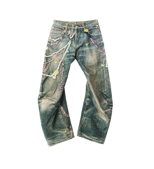 TROMPE L'OEIL STRAIGHT FIT JEANS MID BLUE