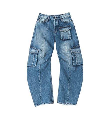 CARGO POCKET JEANS MID BLUE