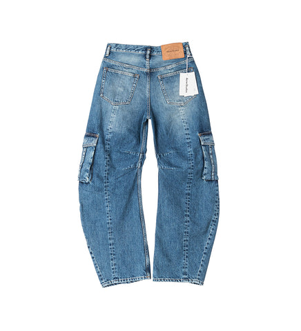 CARGO POCKET JEANS MID BLUE