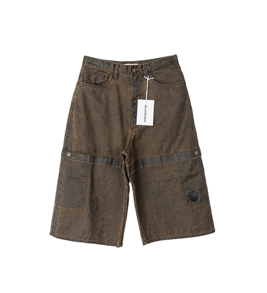 COATING BUTTON SHORT BROWN