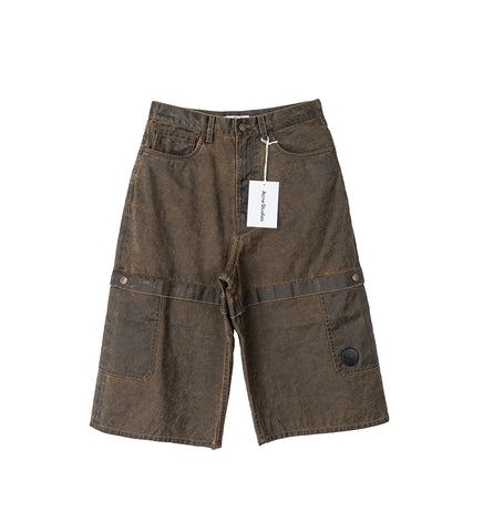 COATING BUTTON SHORT BROWN