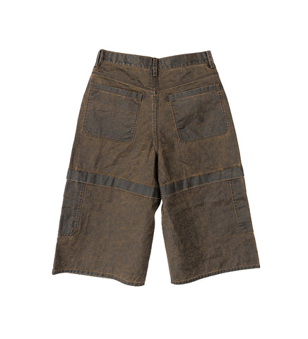COATING BUTTON SHORT BROWN