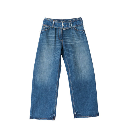 BELT DENIM PANTS MID BLUE