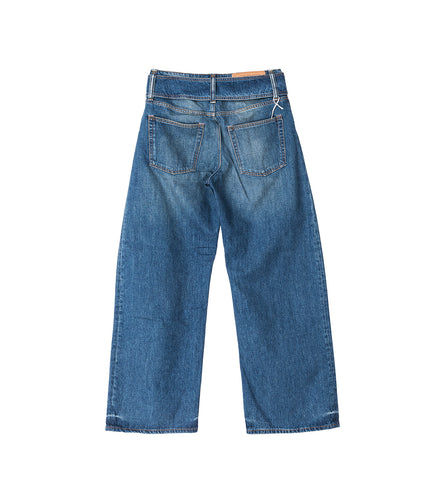 BELT DENIM PANTS MID BLUE