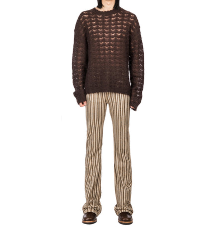 CMMN SWDN ELNAR POINTELLLE LACE KNIT JUMPER DARK BRWON