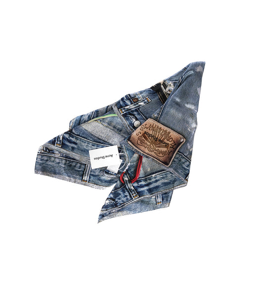 DENIM PRINT SILK SCARF BLUE