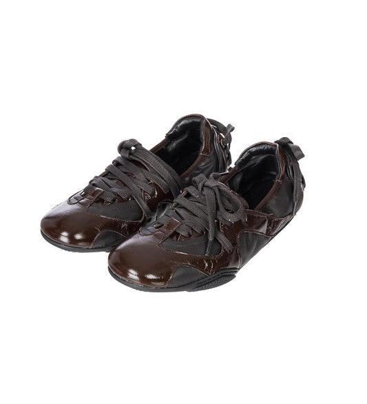 FLAT LACE-UP SHOES DARK BROWN