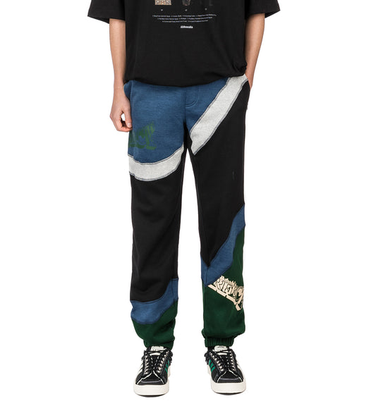 AHLUWALIA BABU PATCHWORK TRACKPANTS NAVY/BLACK/GREEN
