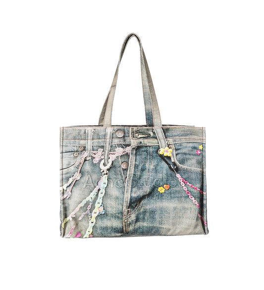 LOGO SHOULDER TOTE BAG MID BLUE