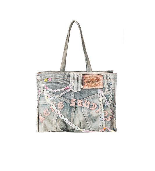 LOGO SHOULDER TOTE BAG MID BLUE
