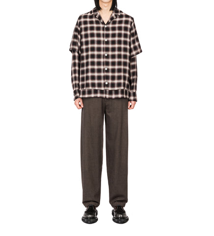 GOODFIGHT FLORIDER TROUSERS BRUSHED CHECK BROWN HERRINGBONE