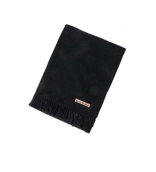 FRINGE WOOL OVERSIZED SCARF BLACK