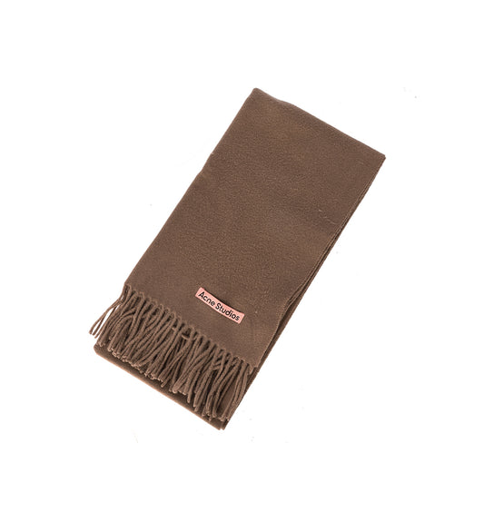 FRINGE WOOL SLIM SCARF CARMEL/BROWN