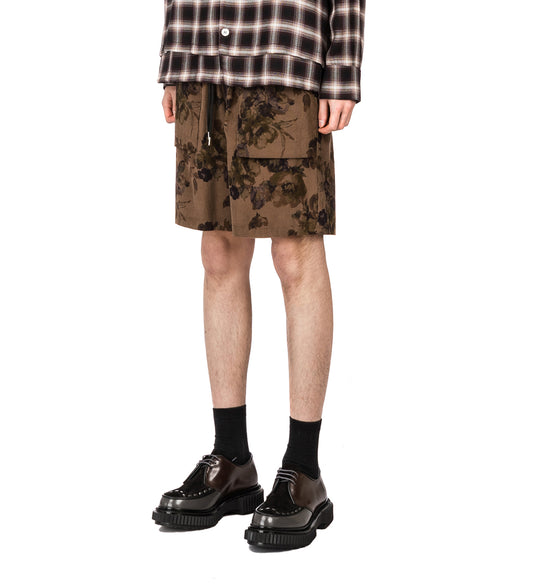 GROCERY GETTER CORDUROY SHORTS BROWN FLORAL