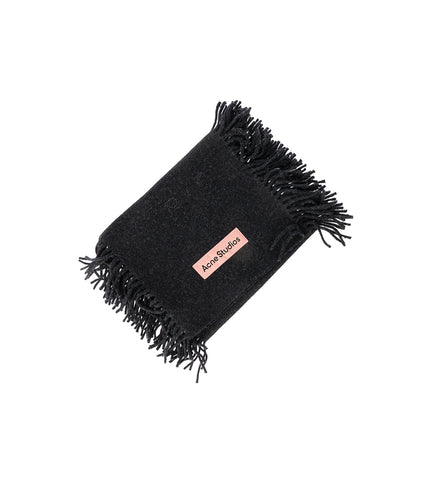 DOUBLE FRINGE SCARF BLACK