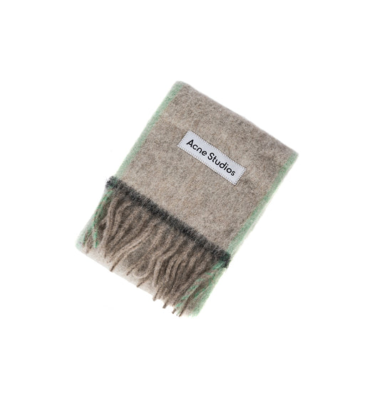 MOHAIR OUT LINE SCARF BEIGE/GREY