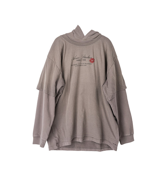 DOUBLE LAYERD HOODIE GREY