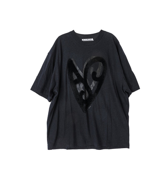 FLOCKED HEART T-SHIRT BLACK