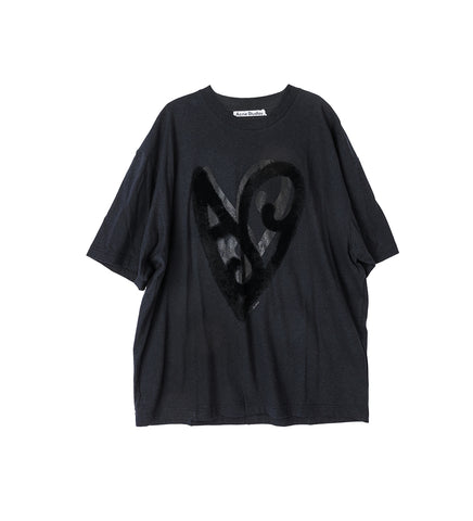 FLOCKED HEART T-SHIRT BLACK
