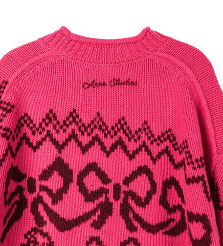 JACQUARD RIBON & DOG SWEATER PINK/RED