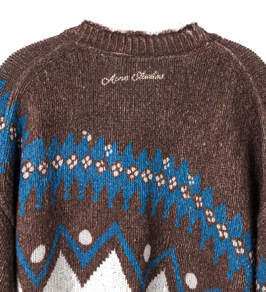 JACQUARD ROSE CARDIGAN BROWN/MULTI