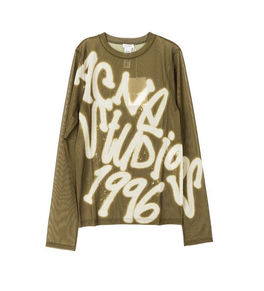 SPRAY LOGO MESH LONGSLEEVE DARK KHAKI