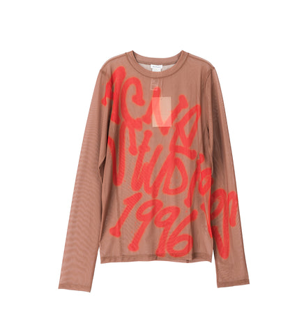 SPRAY LOGO MESH LONGSLEEVE TAUPE BEGIGE
