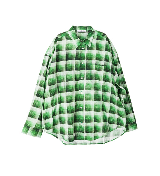 CHECK BUTTON UP SHIRT GREEN