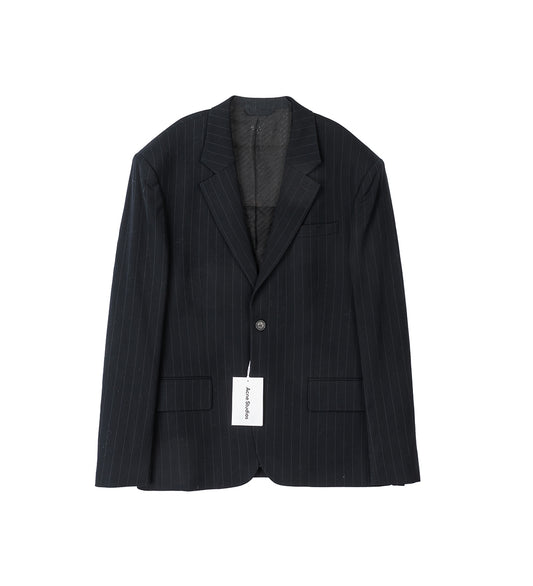 PINSTRIPE RELAXED FIT SUIT JACKET NAVY