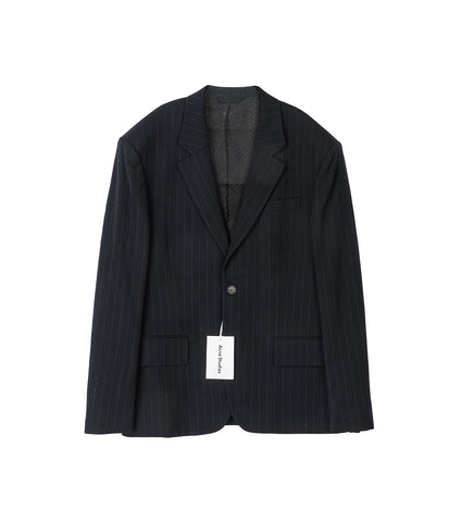 PINSTRIPE RELAXED FIT SUIT JACKET NAVY