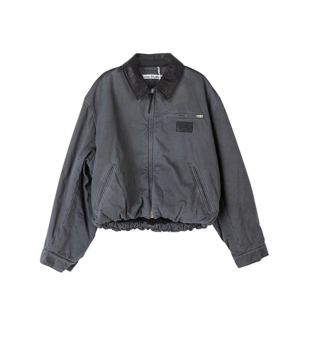 LEATHER COLLAR BOMBER BLOUSON ANTHRACITE GREY