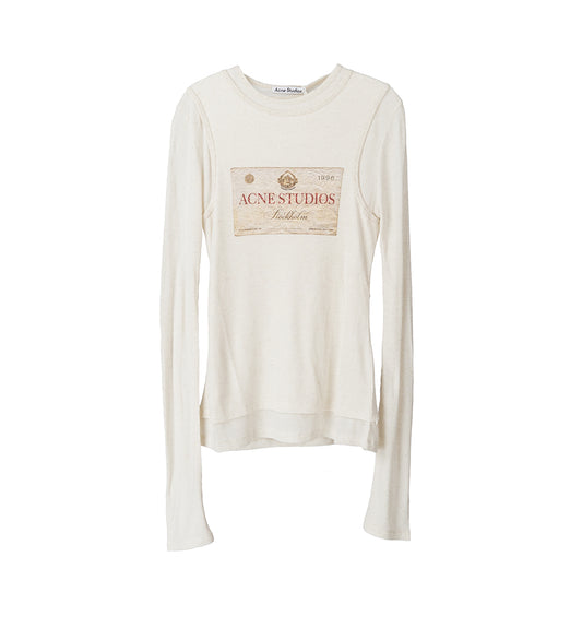 DOUBLE LAYERED LONG T-SHIRT ECRU BEIGE