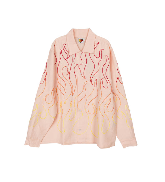 FLAME EMBROIDERED SHIRT PINK