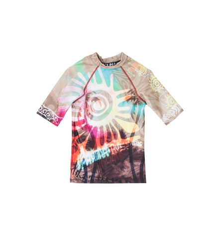 SHORT SLEEVE RASH GUARD ACID BROWN
