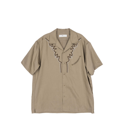 EMBROIDERY WESTERN S/S SHIRT BEIGE