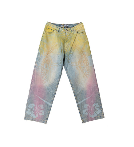 TIE-DYE BAGGY JEANS PASTEL RAINBOW